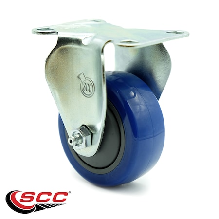 Service Caster 3.5 Inch Blue Polyurethane Wheel Rigid Top Plate Caster SCC-20R3514-PPUB-BLUE